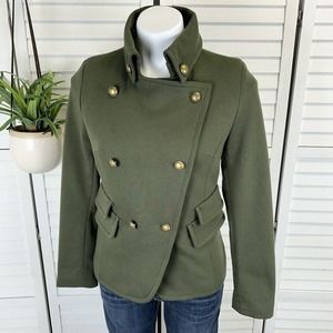 New Montana Clothing Company Double‎ Breasted Green Military Knit Jacket Size S